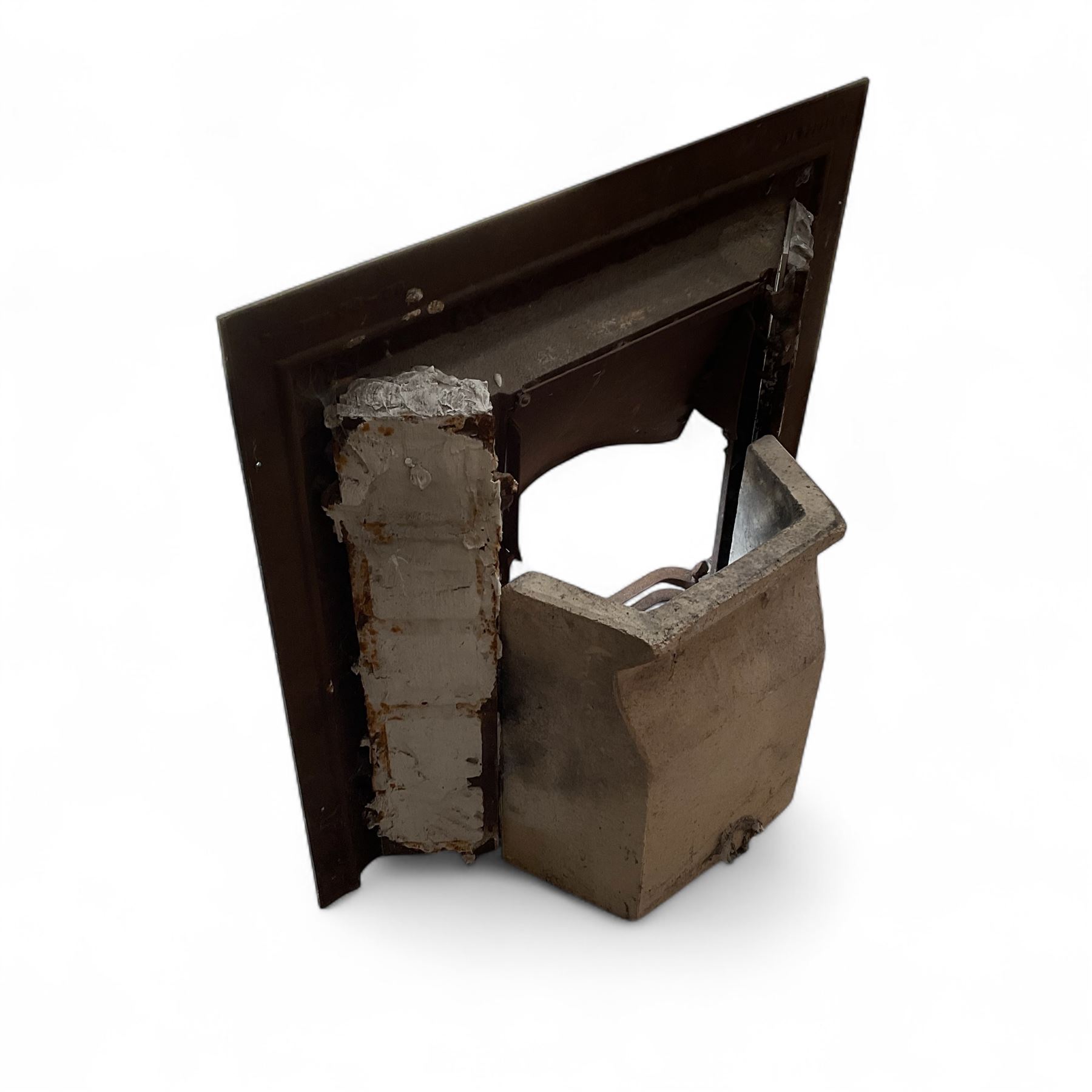 Art Nouveau Cast Iron Fire Surround and fire brick, with floral design tiles inlayed,