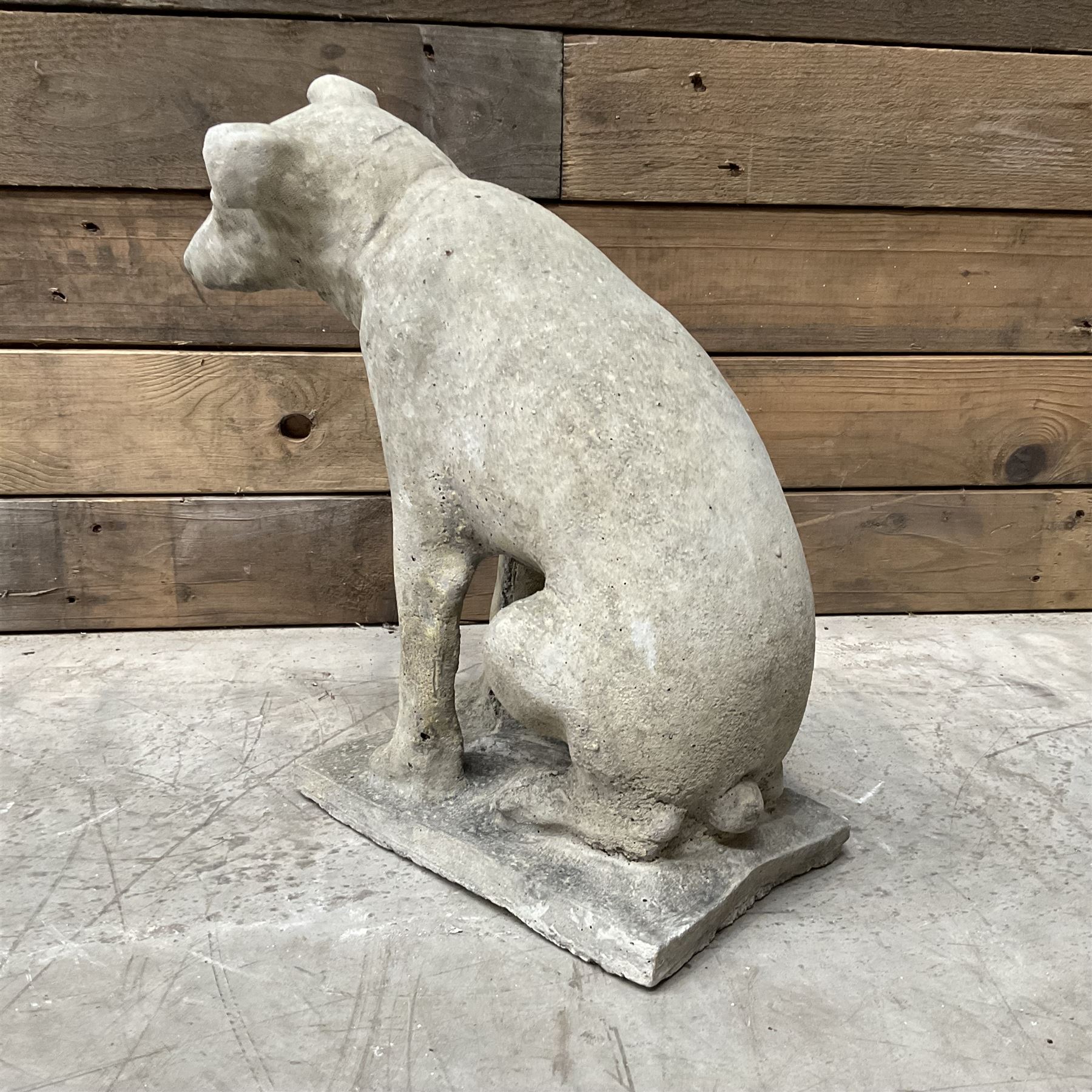 Cast stone garden figure of a Jack Russell terrier