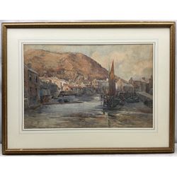 Arthur Netherwood (British 1864-1930): Polperro Harbour, watercolour signed 48cm x 74cm