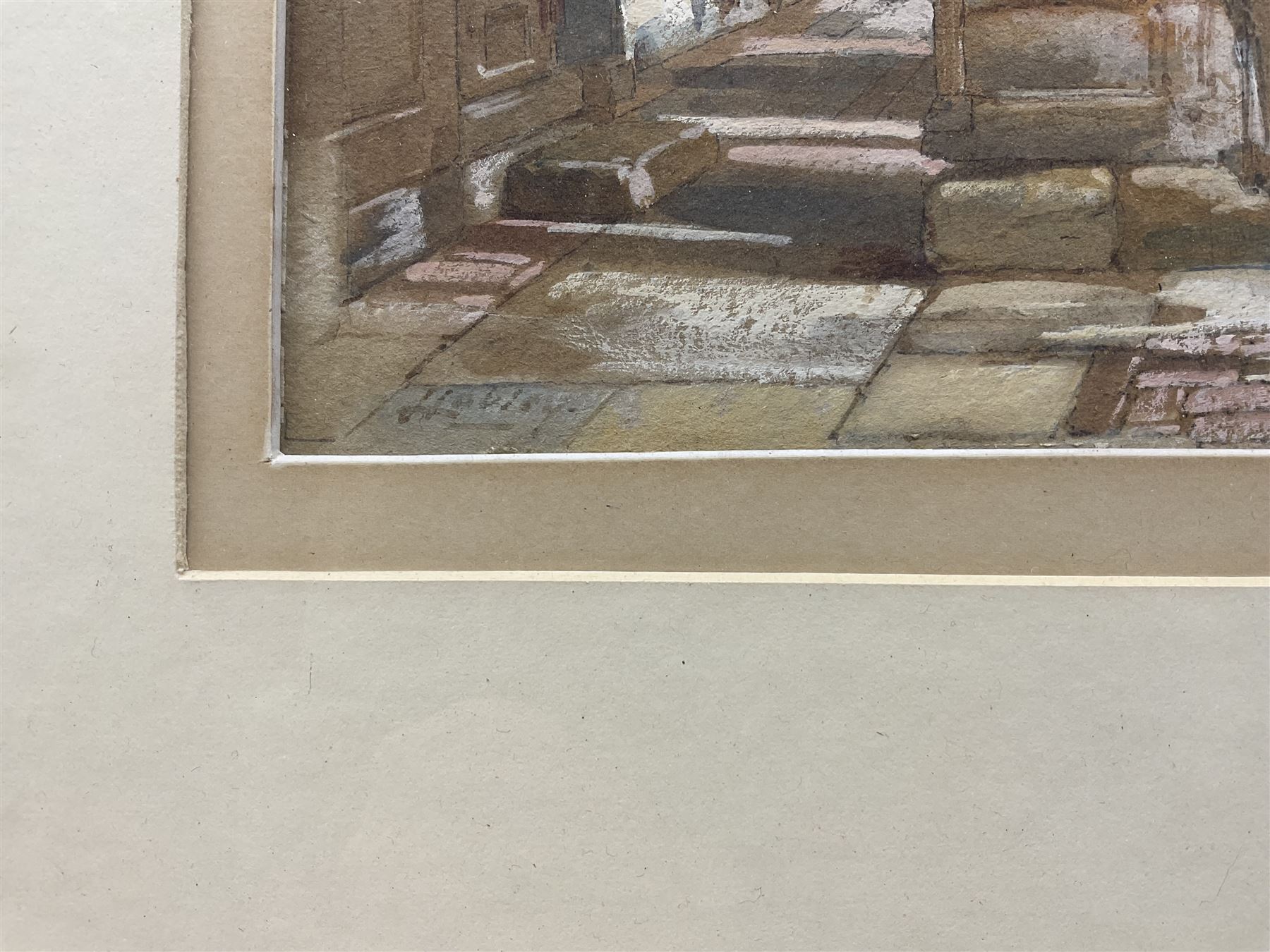 James Lobley (British 1828-1888): Gentleman Taking a Rest in the Church, watercolour signed 15cm x 20cm 