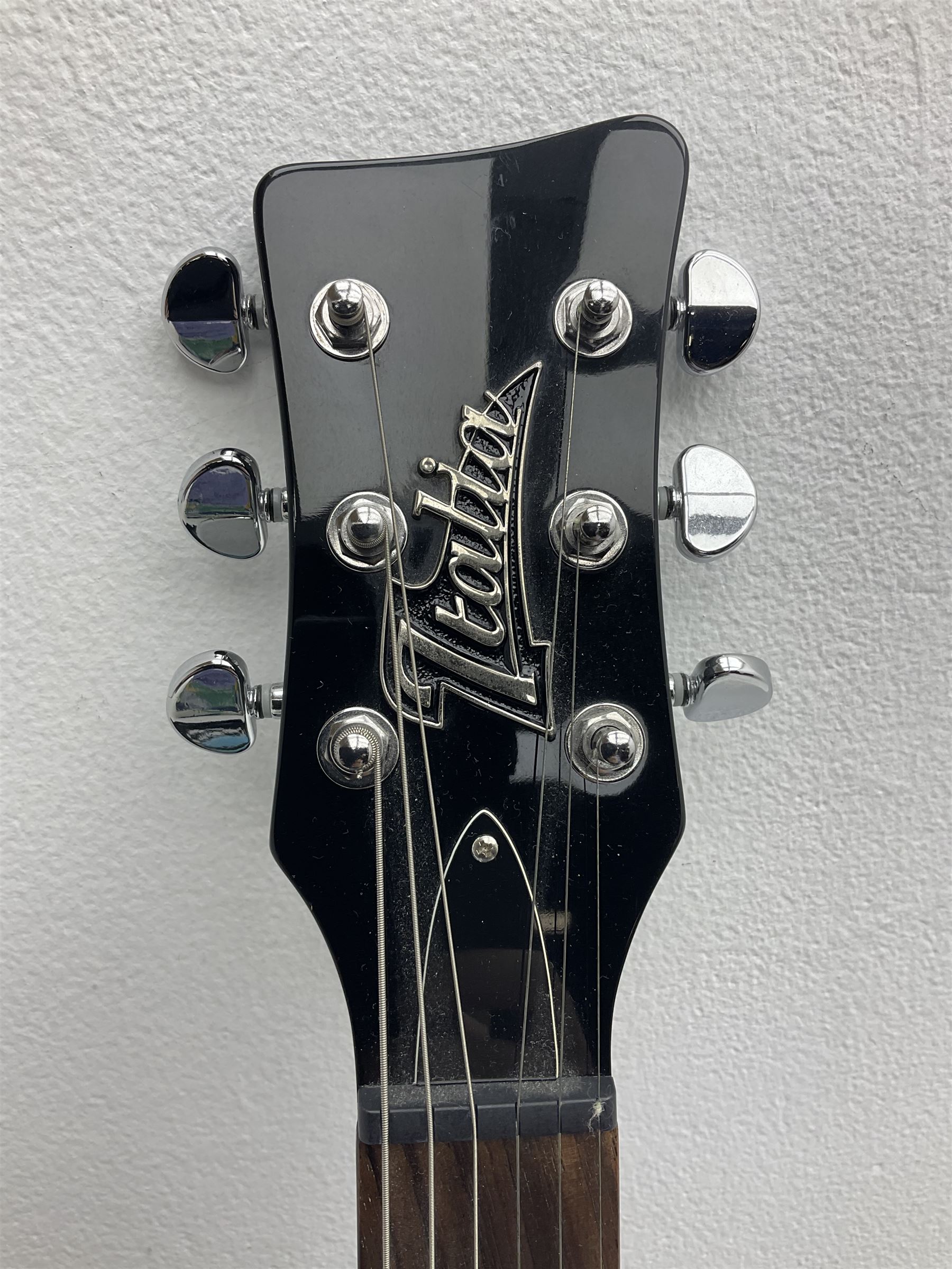 Italia Mondial electric guitar in blue with independent pick-ups, serial no.150066 L100cm; in original Italia carrying case 