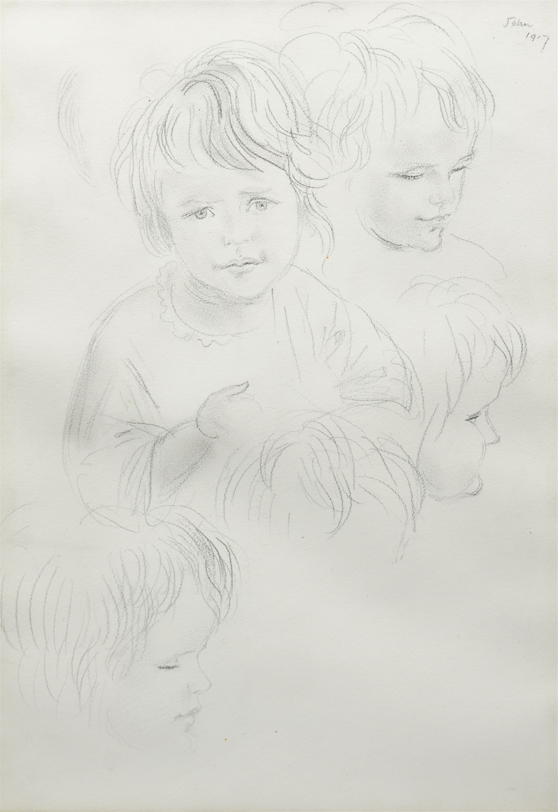 Augustus Edwin John O.M. (British 1878-1961): Portrait Study of Four Children, pencil sketch signed and dated 1917, 46cm x 32cm
Provenance: Kirkham Hall