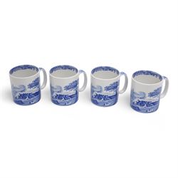 Copeland Spode Italian tableware to include four large bowls, jug, octagonal plate, four other larger plates, ten bowls of various sizes, butter dish, preserve jar, toast rack, set of six teaspoons and six pastry forks etc, all with black backstamps 