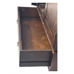 Marks & Spencer - dark wood double wardrobe, fitted with single drawer, on turned feet