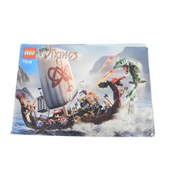 Lego Viking Ship no. 7018, partially built with instructions 