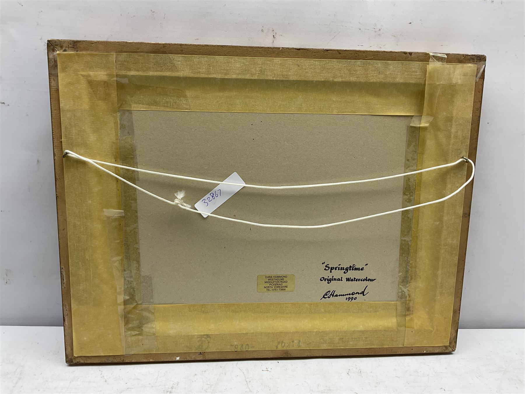 Leonard W Owens (British 20th century): 'Pheasants by a Farm near Hutton-Le-Hole', oil on canvas signed and dated 1986 together with Chris Hammond  (British 20th century): 'Springtime', watercolour signed, titled and dated 1990 verso max 30cm x 45cm (2)