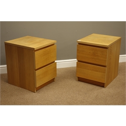  Pair light oak bedside chests, W41cm, H55cm, D49cm  