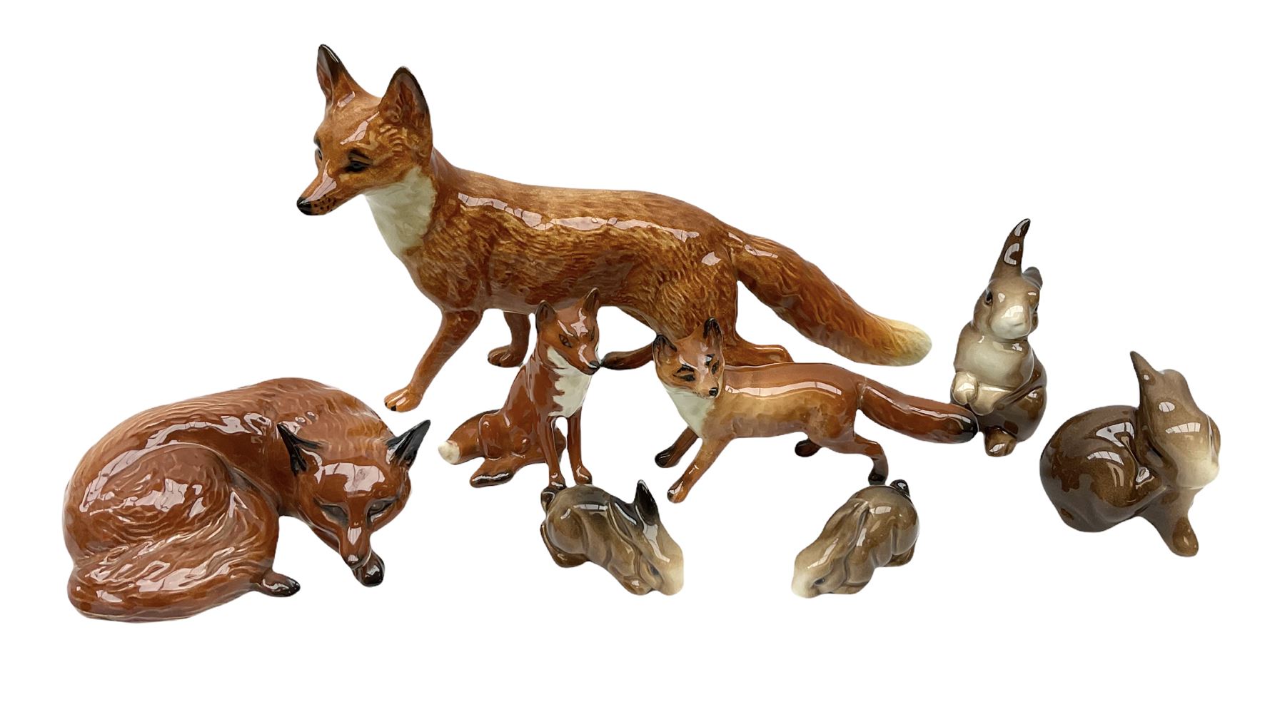 Collection of Beswick figures to include recumbent fox no