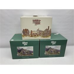 Three Lilliput lanes, comprising Oakwood Smithy, Anne of Cleves and Bluebell Farm, all with deeds and original boxes 