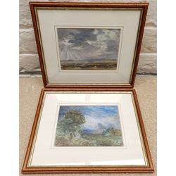 Thomas Hudson (British 1844-1920): 'A Recollection of Cox' and Sun Through the Clouds, pair watercolours, one signed titled and indistinctly dated on original label verso 12cm x 17cm
