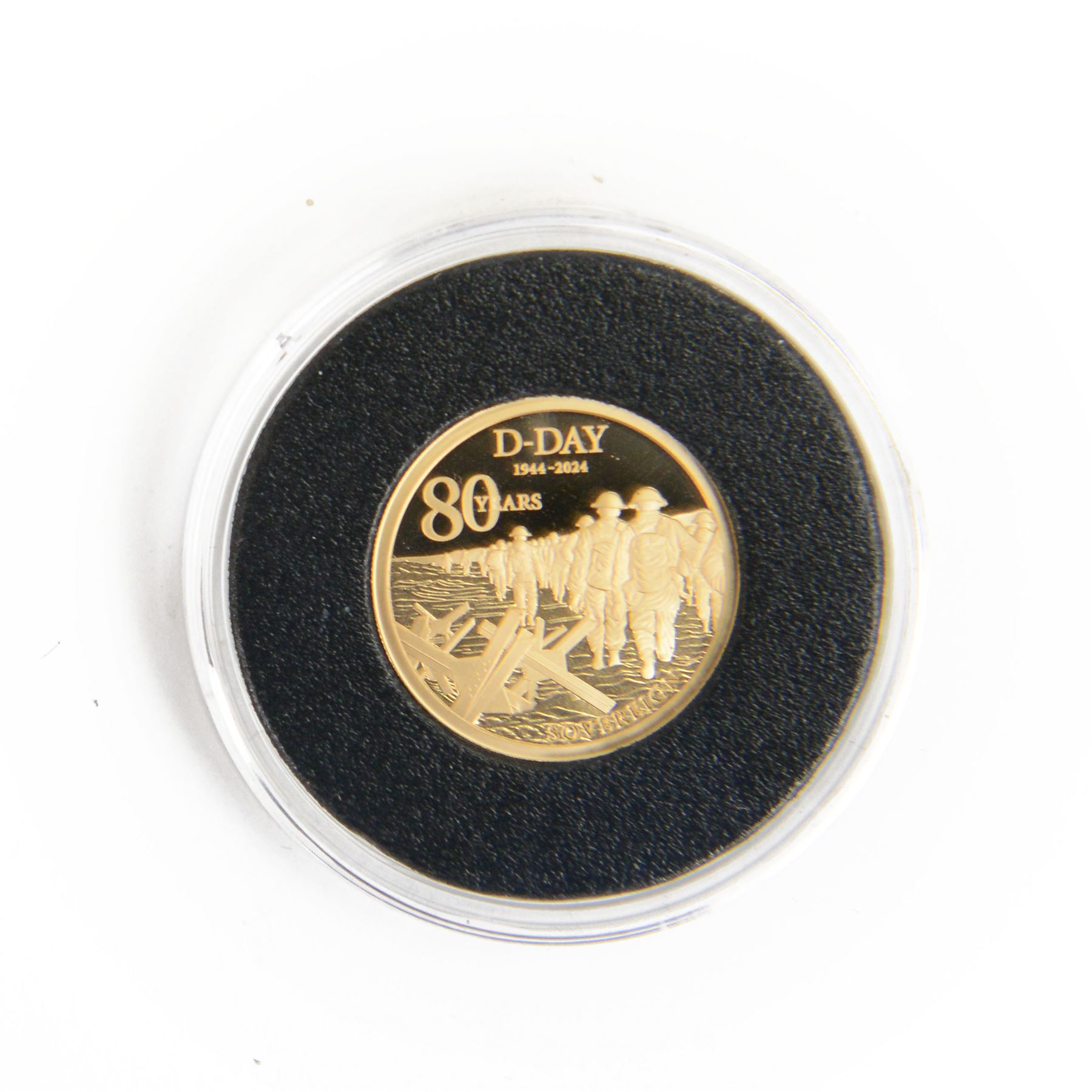 King Charles III Alderney 2024 '80th Anniversary of D-Day' gold proof full sovereign coin, cased with certificate