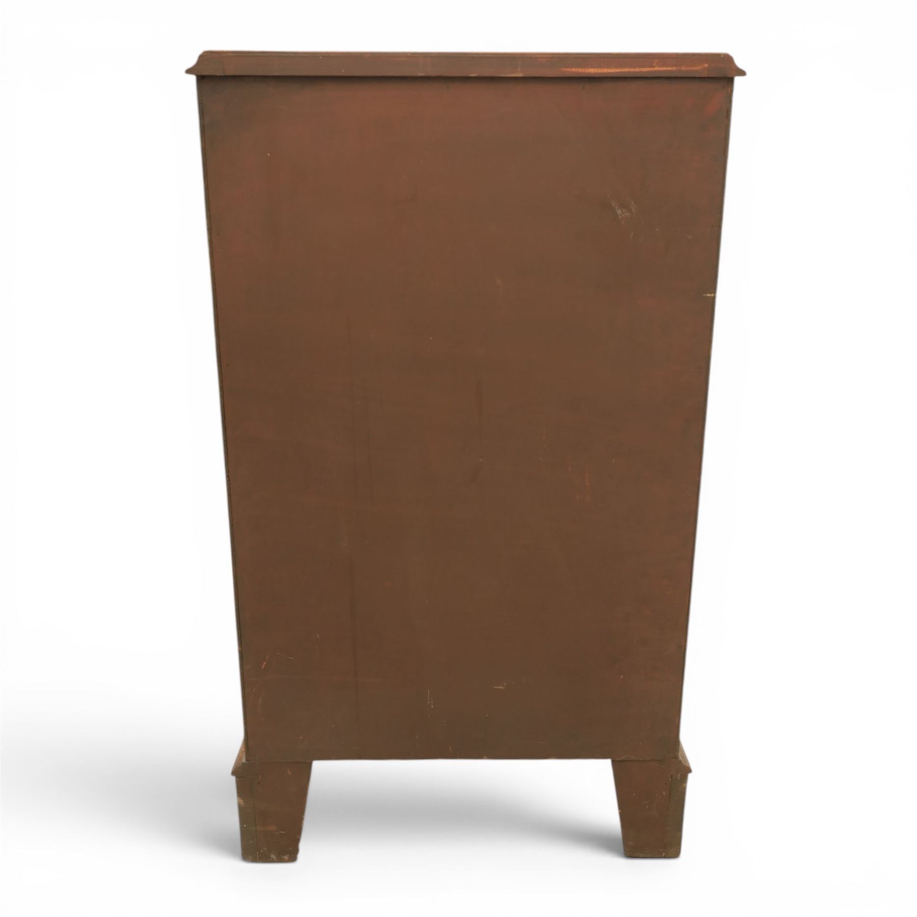 Reprodux - 20th century mahogany narrow serpentine chest, with six graduating drawers, later fitted with dividers, raised on bracket feet