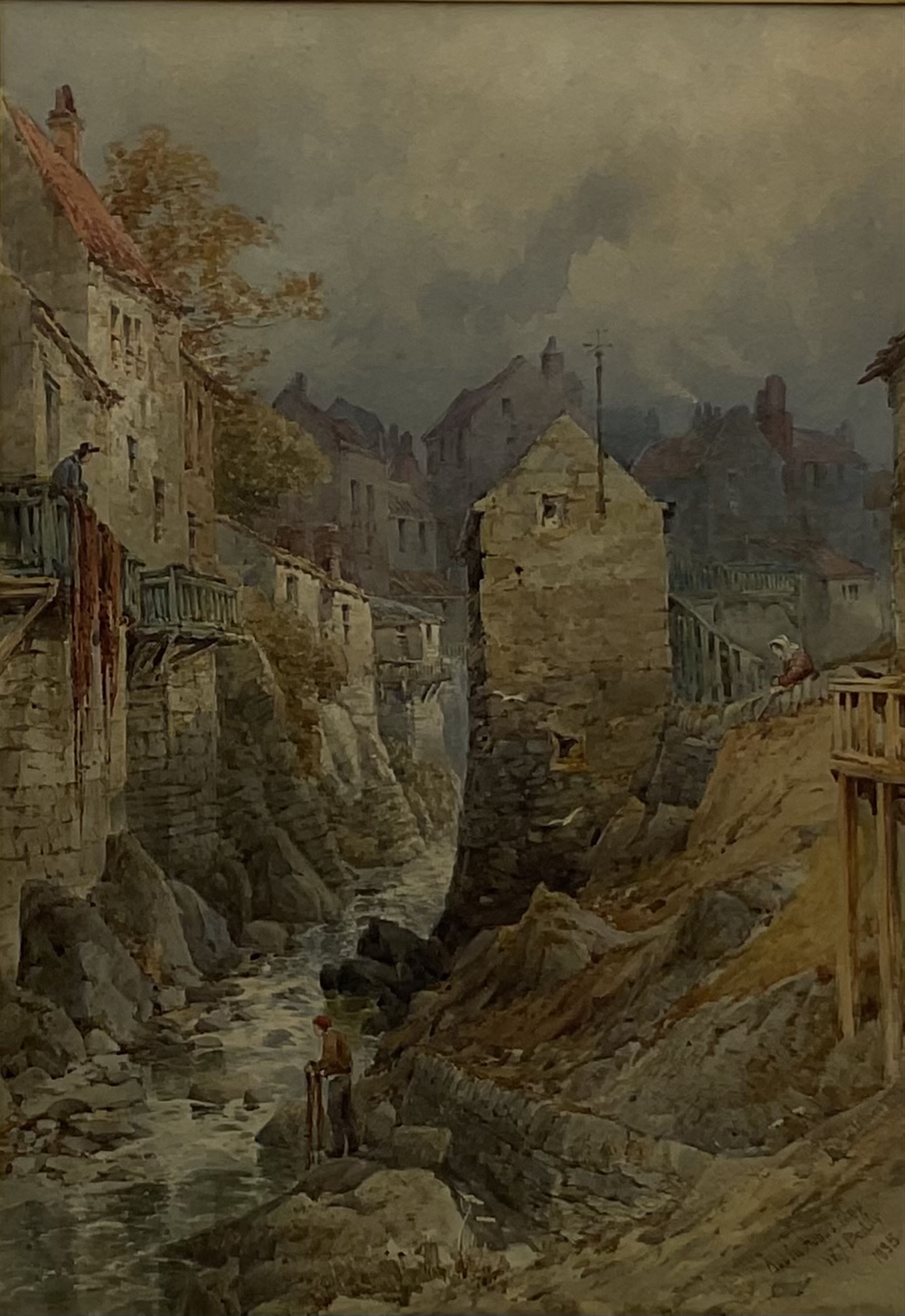 William James Boddy (British 1832-1911): 'Robin Hoods Bay', watercolour signed titled and dated 1885, 47cm x 33cm