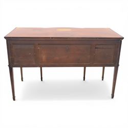 George III Sheraton design serpentine inlaid mahogany and satinwood sideboard