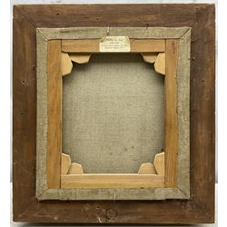 Frederic Stuart Richardson (Staithes Group 1855-1934): Upon Horseback by the Canal Side, oil on canvas signed 26cm x 23cm 
Provenance: exh. Phillips & Sons, Marlow, label verso