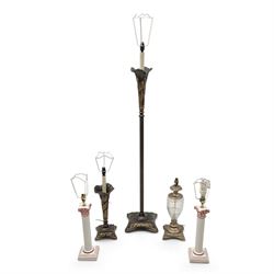 Standard lamp and matching table lamp of art nouveau design, including fittings standard l...