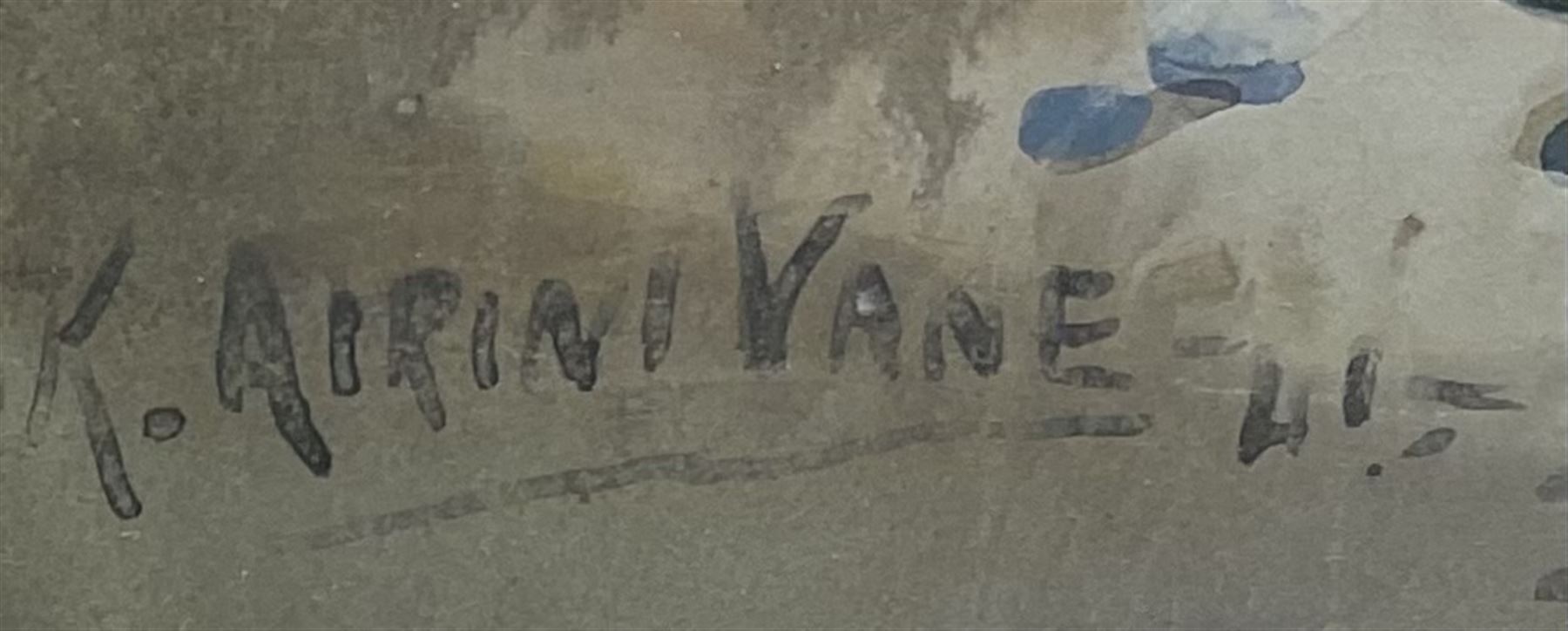 Hon. Mrs Kathleen Airini Vane (New Zealand 1891-1965): Ceylon Market, watercolour and gouache signed and dated '41, 54cm x 64cm 
Notes: 'Kitty' (née Mair), married Hon. Captain Ralph Vane, third son of Lord and Lady Barnard of Raby Castle, Yorkshire 
