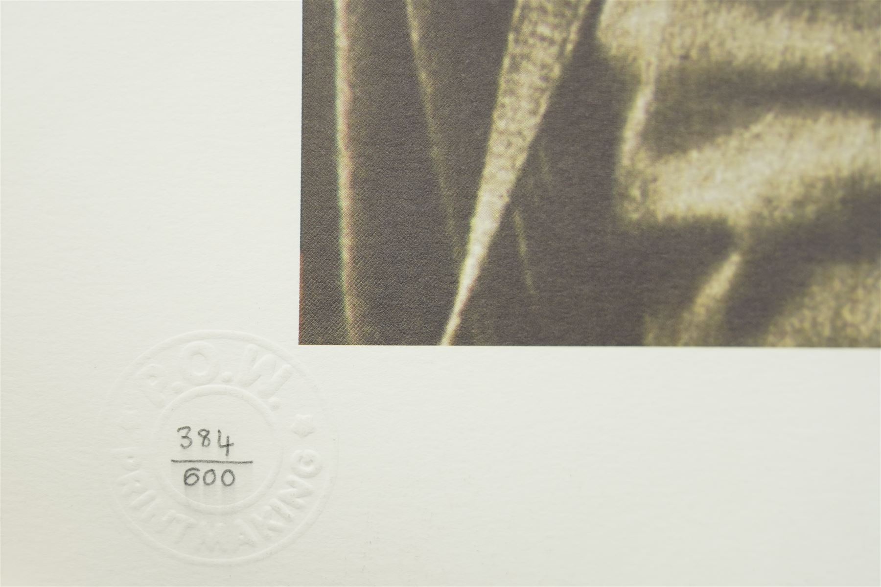 Gee Vaucher (British 1945-): Soldier with a 'Smile', limited edition lithograph in colours numbered 384/600 with POW blindstamp 36cm x 35cm (unframed)