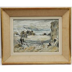 Attrib. George Wright Hall (Scottish 1895-1974): Coastal Landscape, oil on panel with heavy impasto unsigned 26cm x 37cm