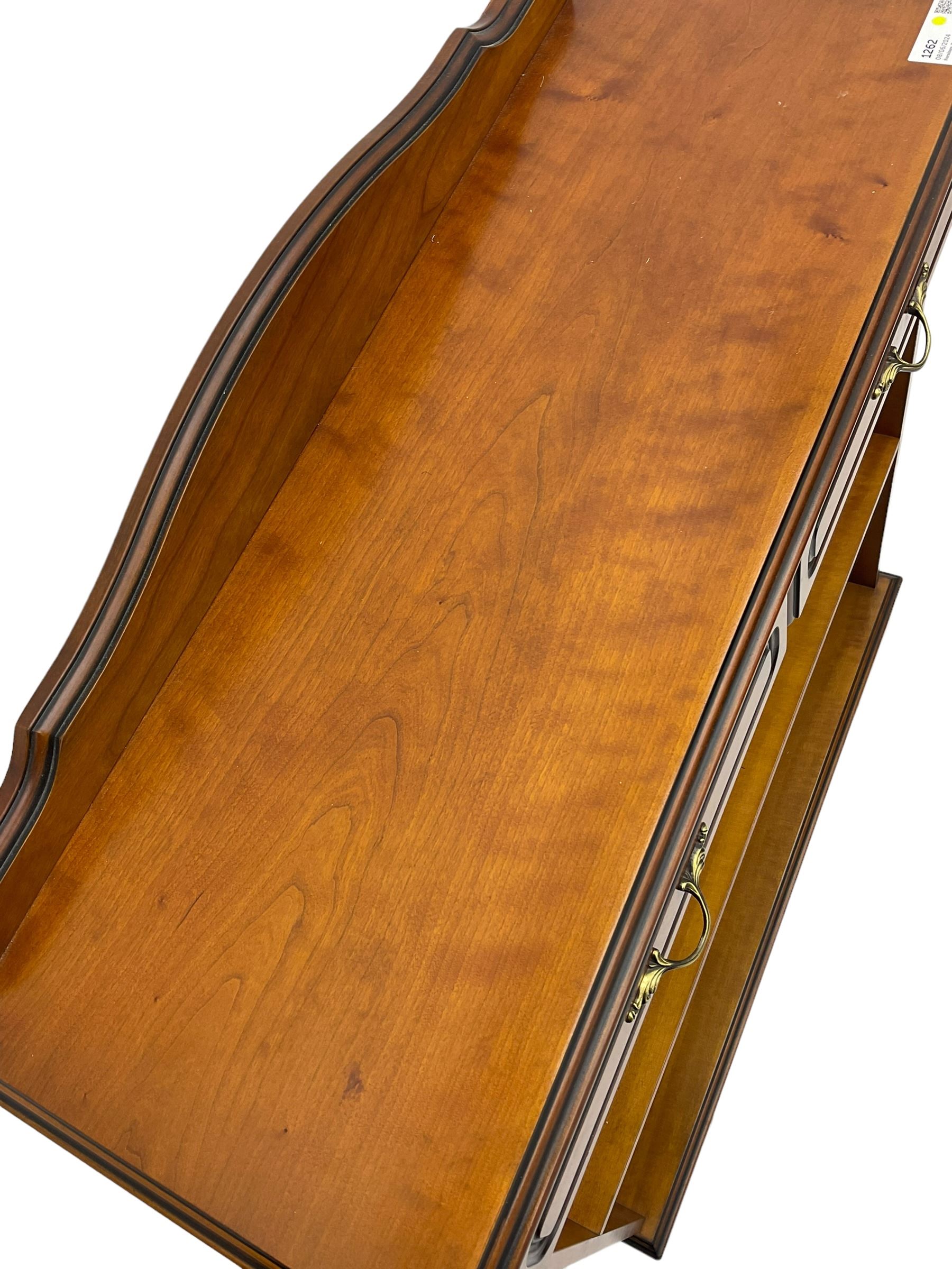 Cherry wood open bookcase, fitted with two drawers and single shelf 