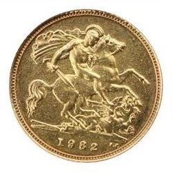 Queen Elizabeth II 1982 gold half sovereign coin