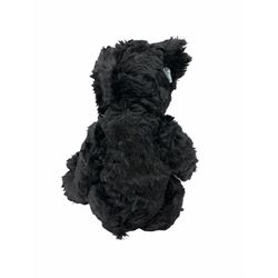 1991 Atlantic Bears limited edition black teddy bear, the revolving head with applied eyes, vertically stitched nose and jointed limbs with growler mechanism No.84/100 H53cm; together with clockwork tin-plate road roller possibly by Mettoy and a push-along painted scratch built wooden locomotive (3)