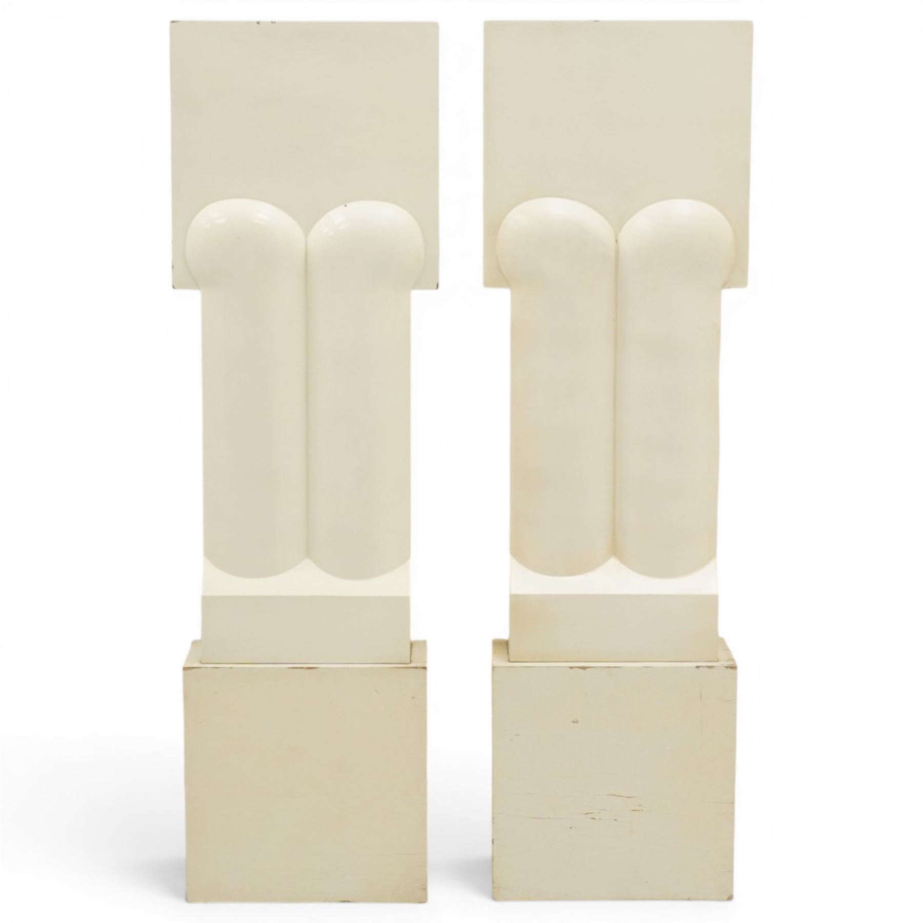 Robert Clatworthy RA (British 1928-2015): 'Figure I', pair of cast fibreglass resin sculptures in white finish, W33cm D16cm H110cm
Provenance: Illustrated on page 119 of the artist's catalogue raisonne; gifted directly by the artist to the vendor's partner