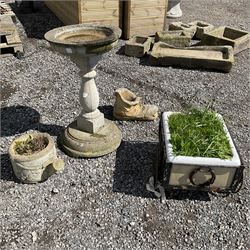 Cast stone bird bath and planters  - THIS LOT IS TO BE COLLECTED BY APPOINTMENT FROM DUGGLEBY STORAGE, GREAT HILL, EASTFIELD, SCARBOROUGH, YO11 3TX