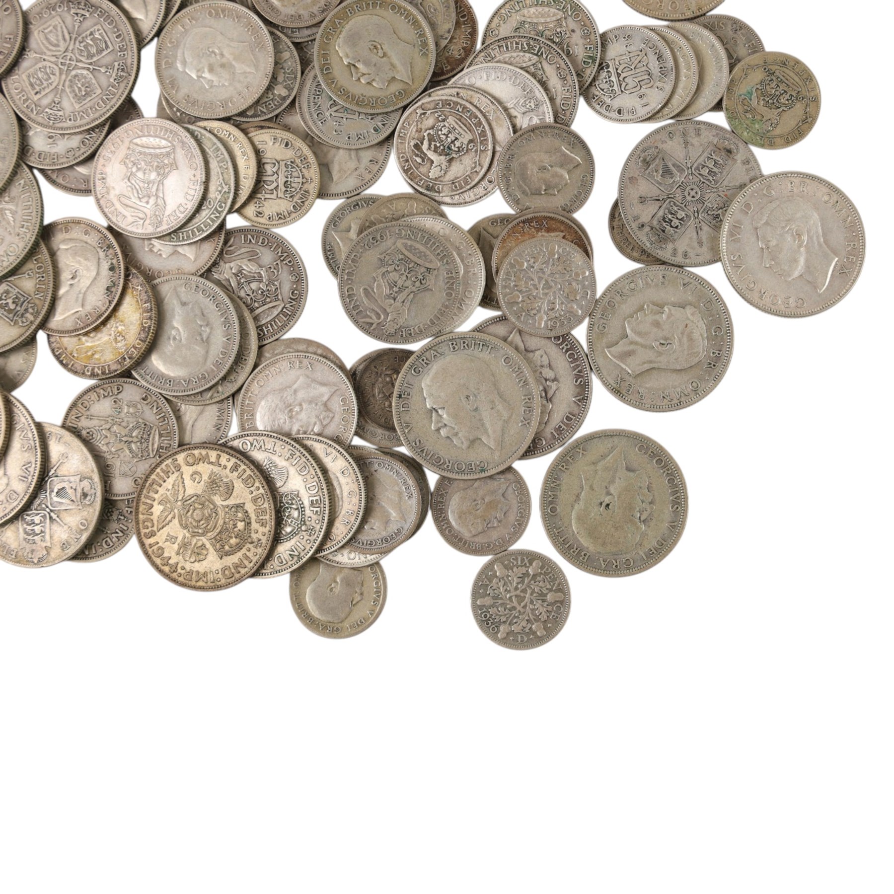 Approximately 550 grams of Great British pre-1947 silver coins