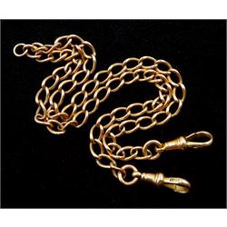 Victorian rose gold chain with clips by Charles Daniel Broughton, each link stamped 9.375, approx 18.3gm