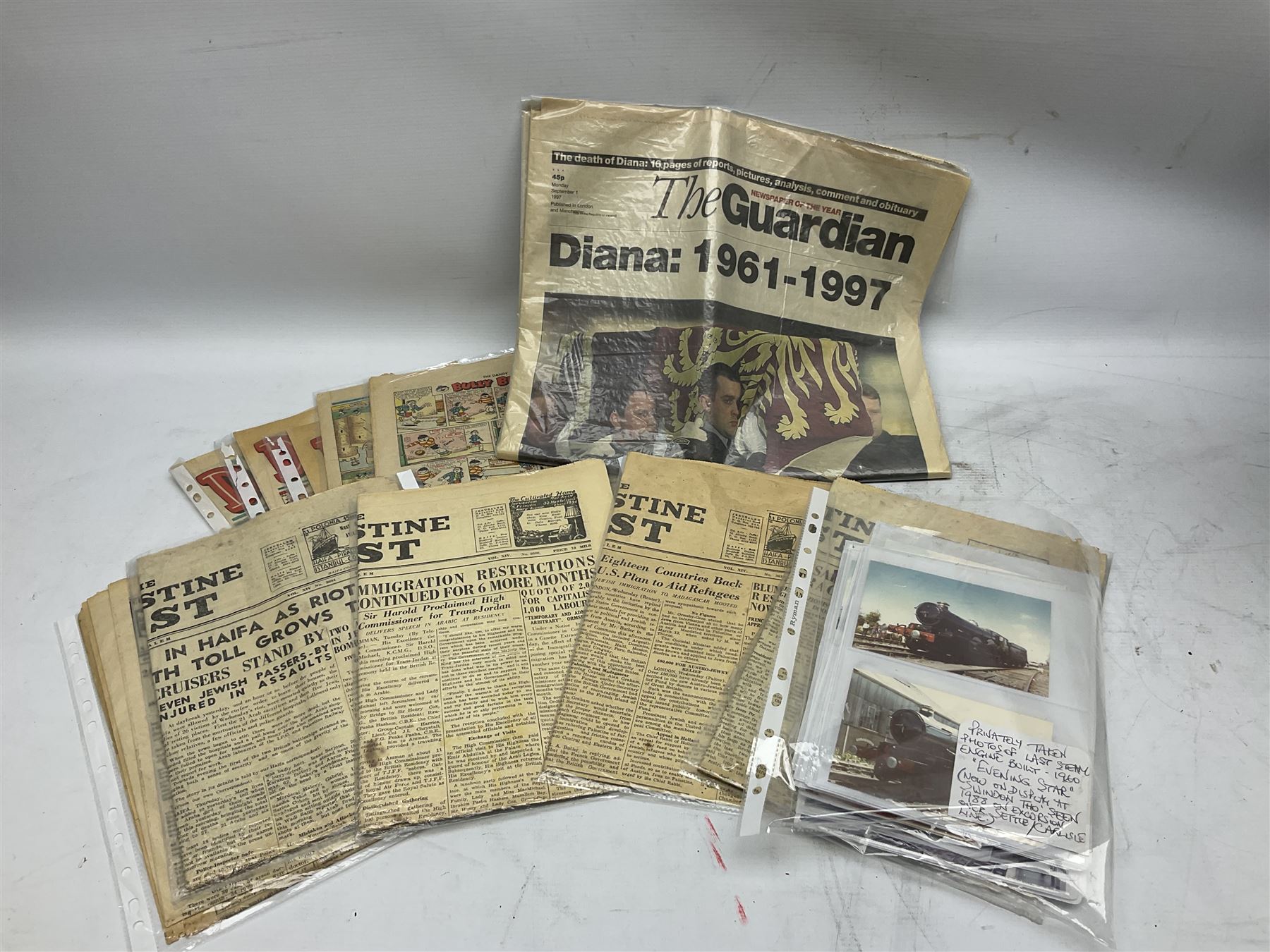 TFR SPOKE 05/09/23 AGREED RTV BEVERLEY - Collection of ephemera to include five copies of Palestine post newspapers from 1938, approximately fifty world bank notes, sheet music, postcards from 1910-1959 etc