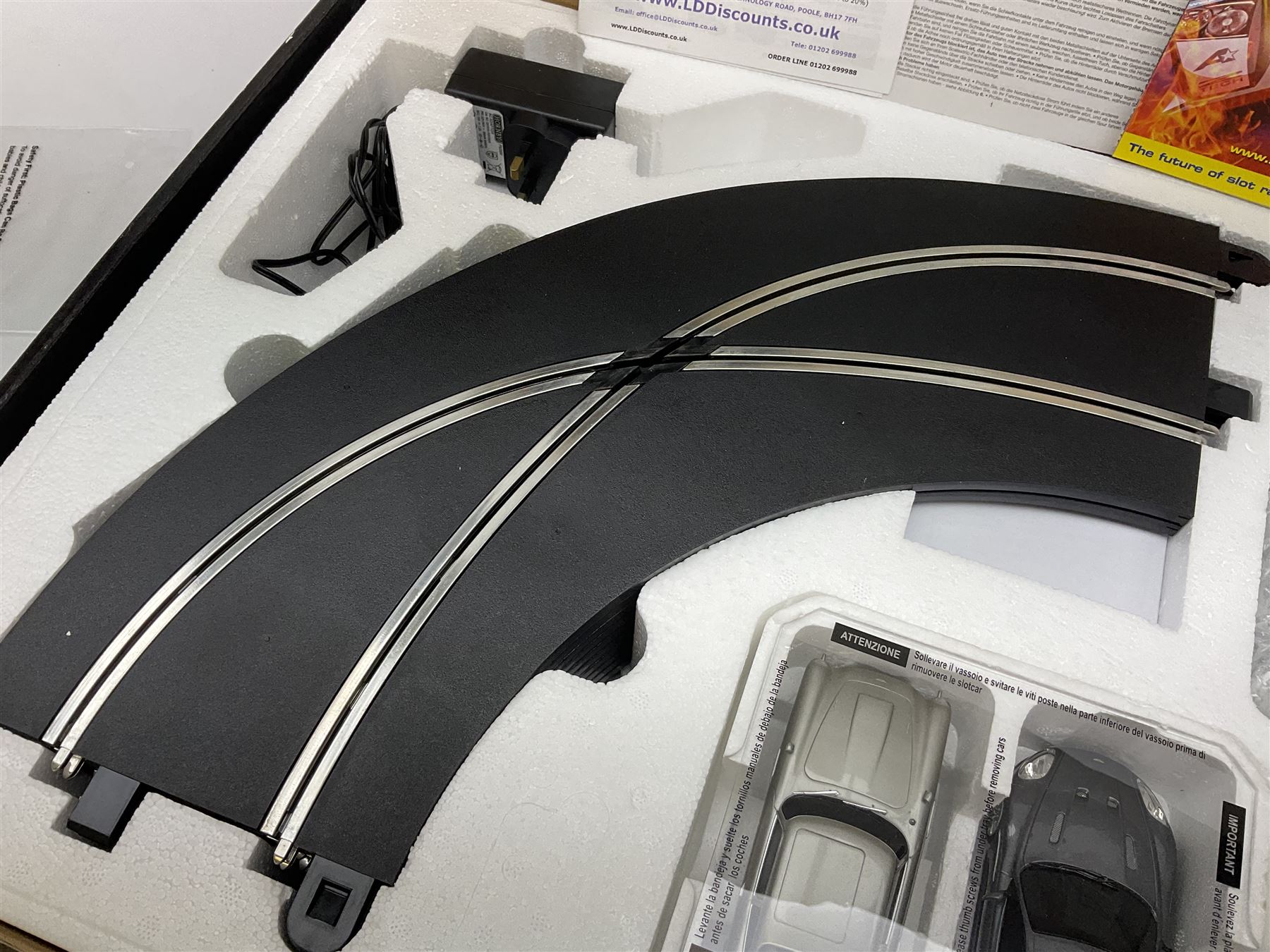 Scalextric James Bond 007 set, c1254 with Aston Martin DB5 Goldfinger car and Aston Martin DBS Casino Royale car, in original box