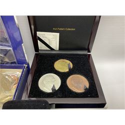 Commemorative and other coinage, including various Queen Elizabeth II 'London 2012 sports collection' fifty pence coins on cards, commemorative crowns, Millennium 2000 'Time Capsule' coin set, channel islands old round one pound coins, part sets etc