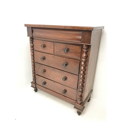 Victorian mahogany Scotch chest fitted with frieze drawer above two short and three long drawers, W112cm, D53cm, H137cm