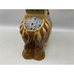 Oriental glazed ceramic elephant garden seat, H41cm