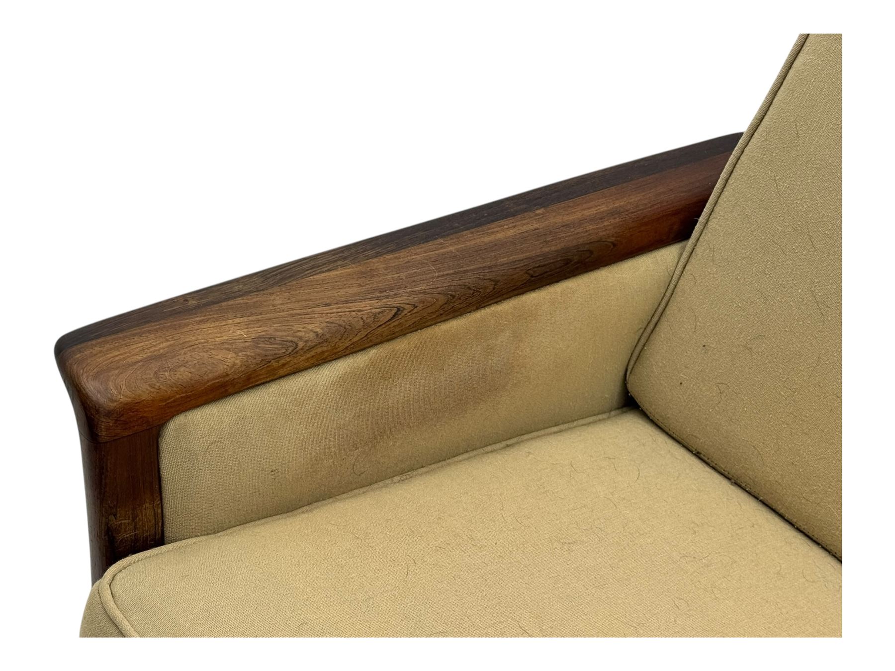 Mid-20th century hardwood framed three-seat sofa 