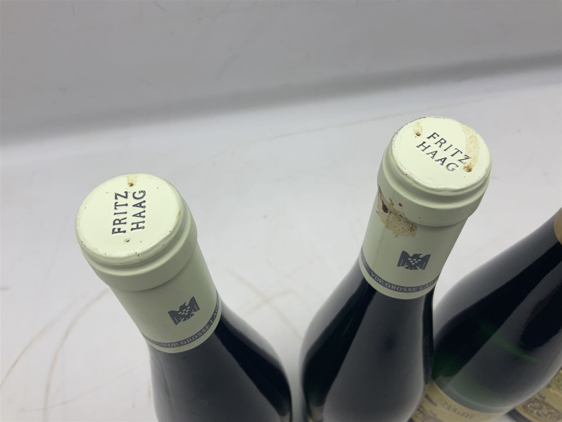 Willi Schaefer, 2016, Graacher Domprobst Riesling Auslese, 750ml, 7.5% vol, two bottles, and Fritz Haag, 2014, Brauneberger Juffer Sonnenuhr, 750ml, 7.5% vol, two bottles 