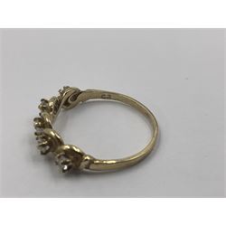 9ct gold five stone cubic zirconia ring, hallmarked 
