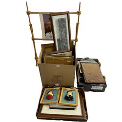 Collection of frames, together framed photographs etc, in three boxes