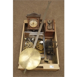  Gustav Becker three train clock movement, other clock parts pendulums etc  