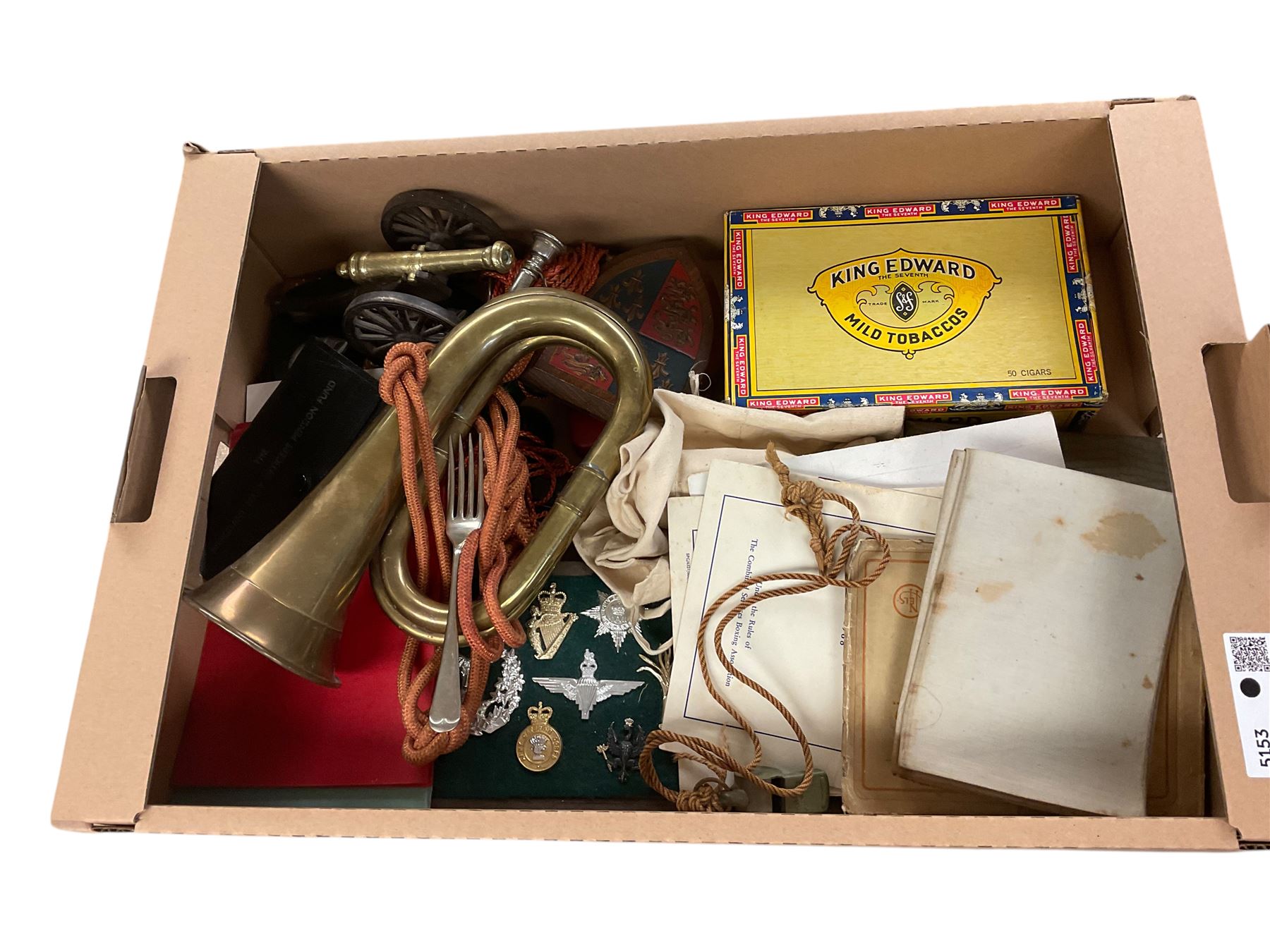 Collection of military cap and civilian badges, buttons and ephemera, together with Acme Thunder whistle, burgle etc  
