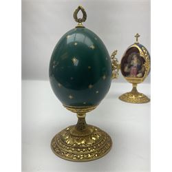 Franklin Mint House of Faberge three collectors eggs, comprising Madonna and Child, The Shepherds Gift and Glorious Adoration 
