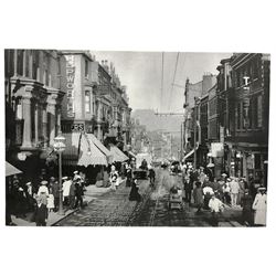 Set five black and white Victorian and later photograph prints of Scarborough on canvas together with a colour photo print of an aerial view of Scarborough max 66cm x 96cm (6)