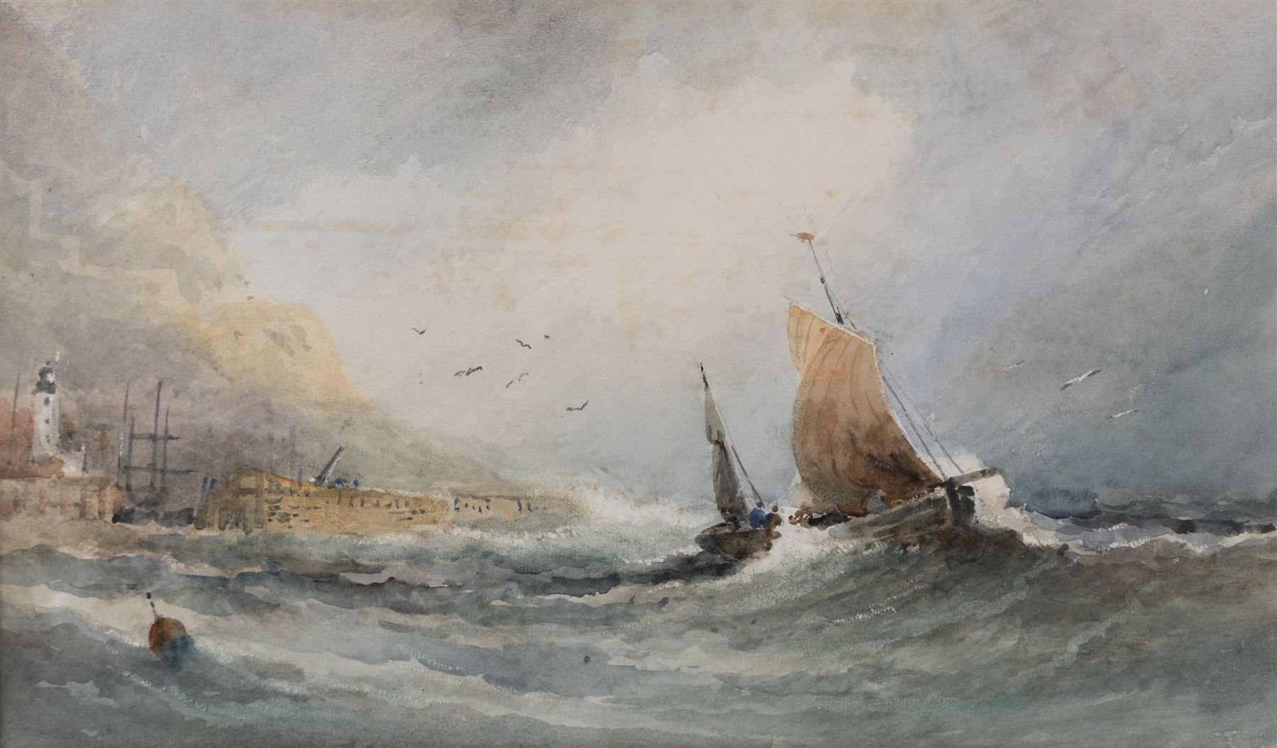 Frederick William Booty (British 1840-1924): Off Scarborough, watercolour unsigned 27cm x 46cm 