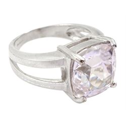 9ct white gold kunzite ring, hallmarked, kunzite approx 6.75 carat