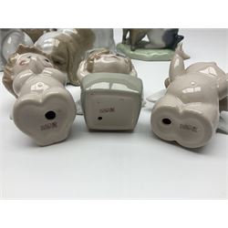 Ten Nao figures, to include three Cheeky Cherubs, Cat, Dog bride and groom etc