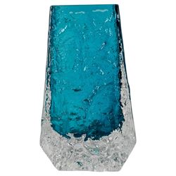 Blue glass coffin vase, in the manner of Whitefriars, H13cm 