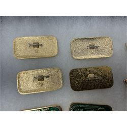 Nineteen Russian Soviet Tank Commemoration badges and medals, in small display case