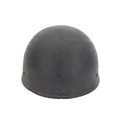 WWII British parachute regiment helmet, marked BMB and dated 1944 to the leather liner, size 7 3/4, complete with liner, the canvas strap with leather chinpiece