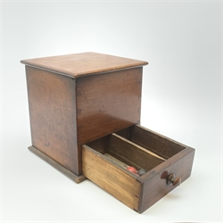 A Victorian mahogany ballot box, detailed Yes and No, H25cm, with six red, one black, and one white clay balls, probably of the same period. 